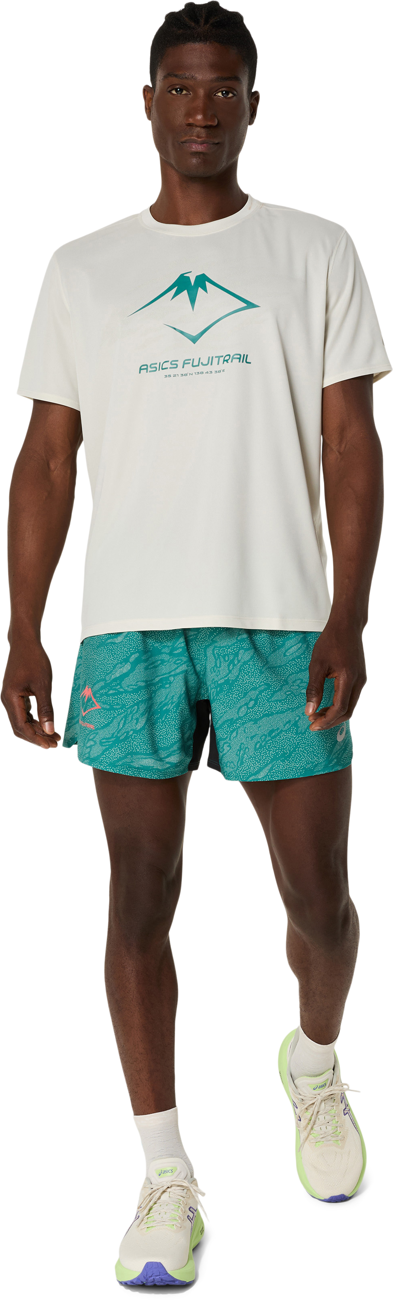 Asics Men's Fujitrail Logo Short Sleeve Top Birch/white Sage/rainy Lake