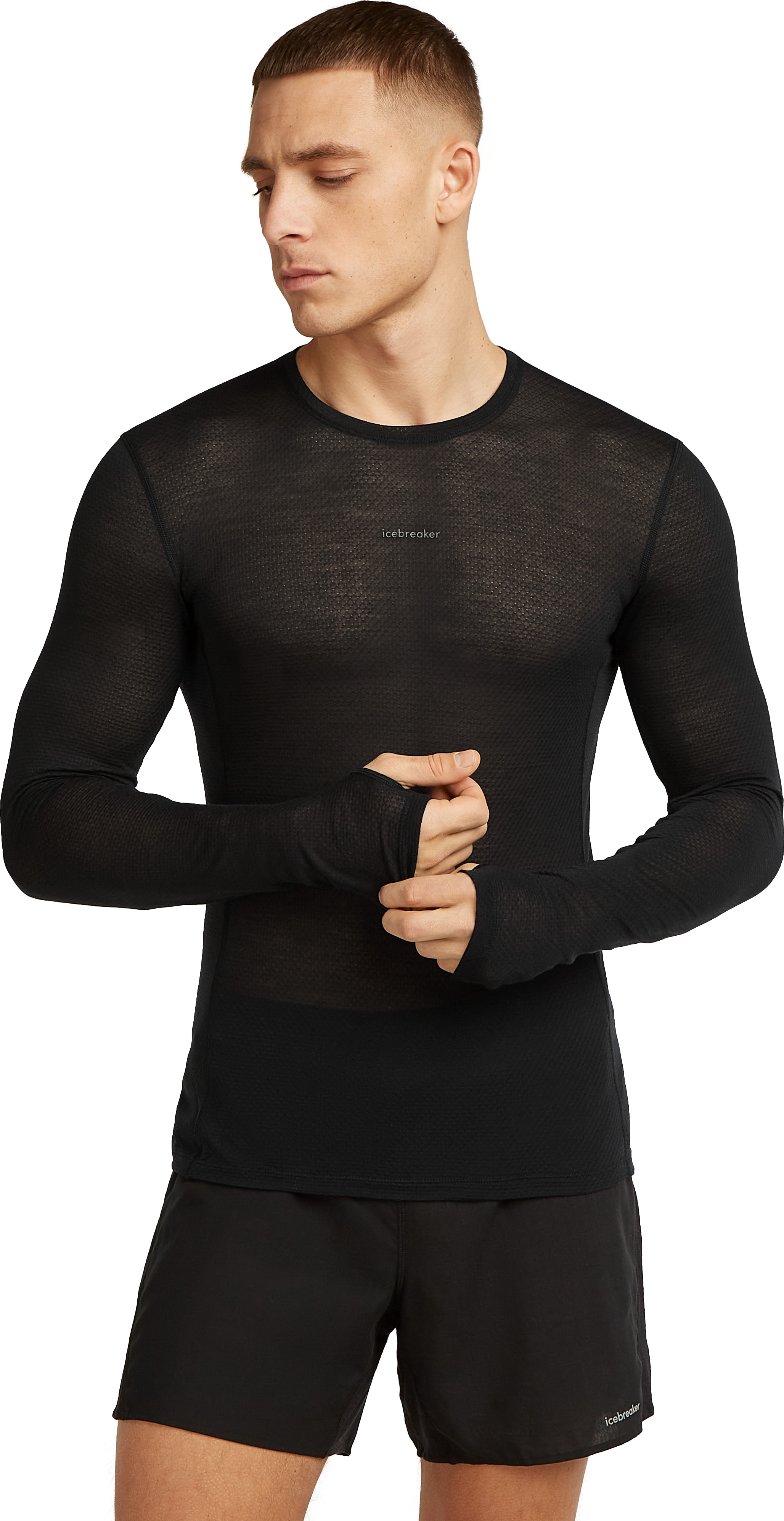 Icebreaker M Mer 75 Cool-Lite Featherlight Ls Crewe Black