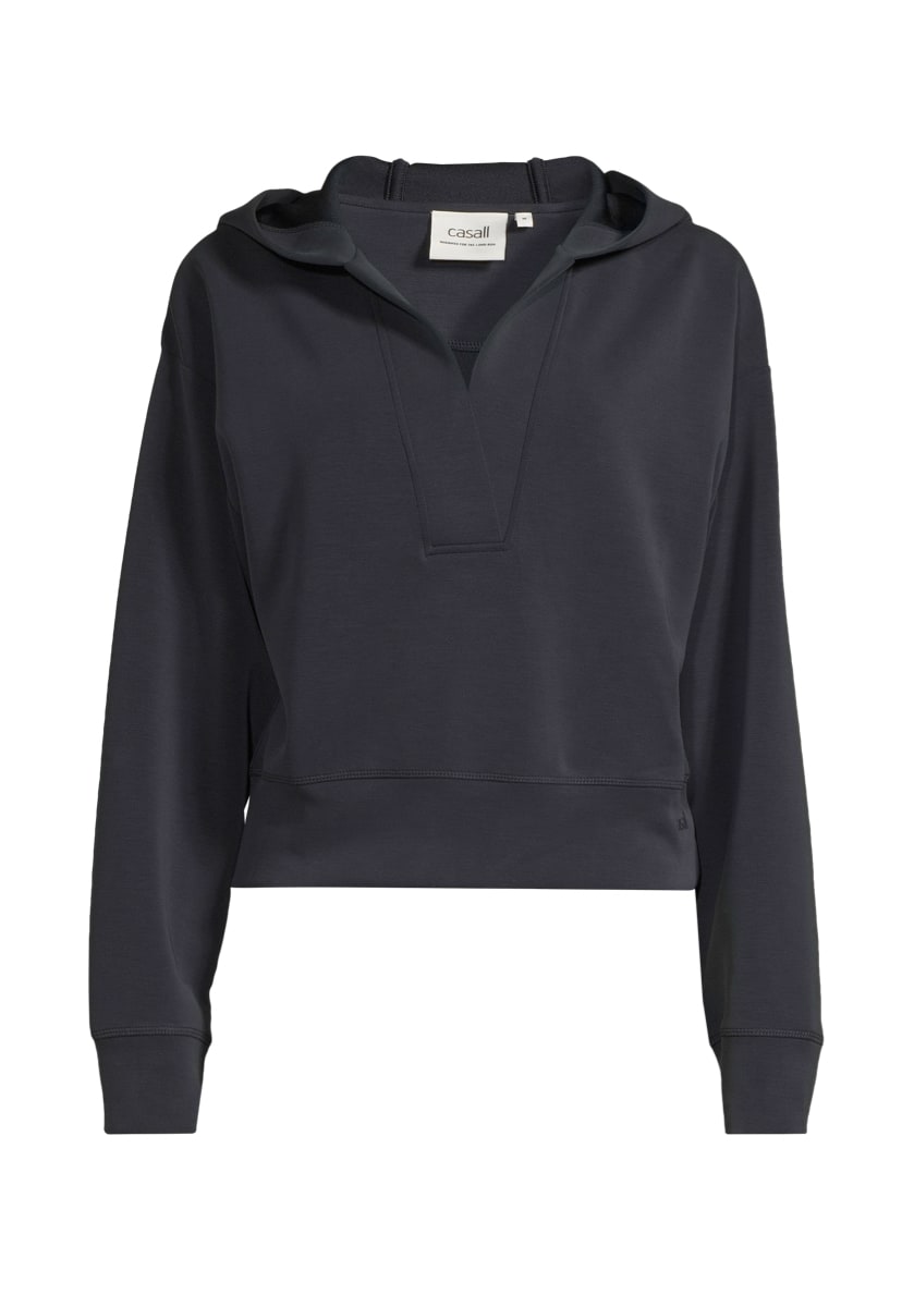 Casall Peachy V-Neck Hoodie Almost Black