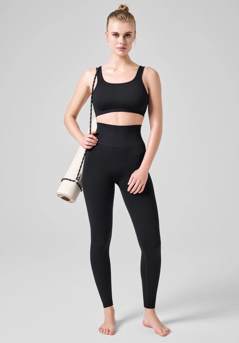 Casall Scallop High Waist Seamless Tights Black