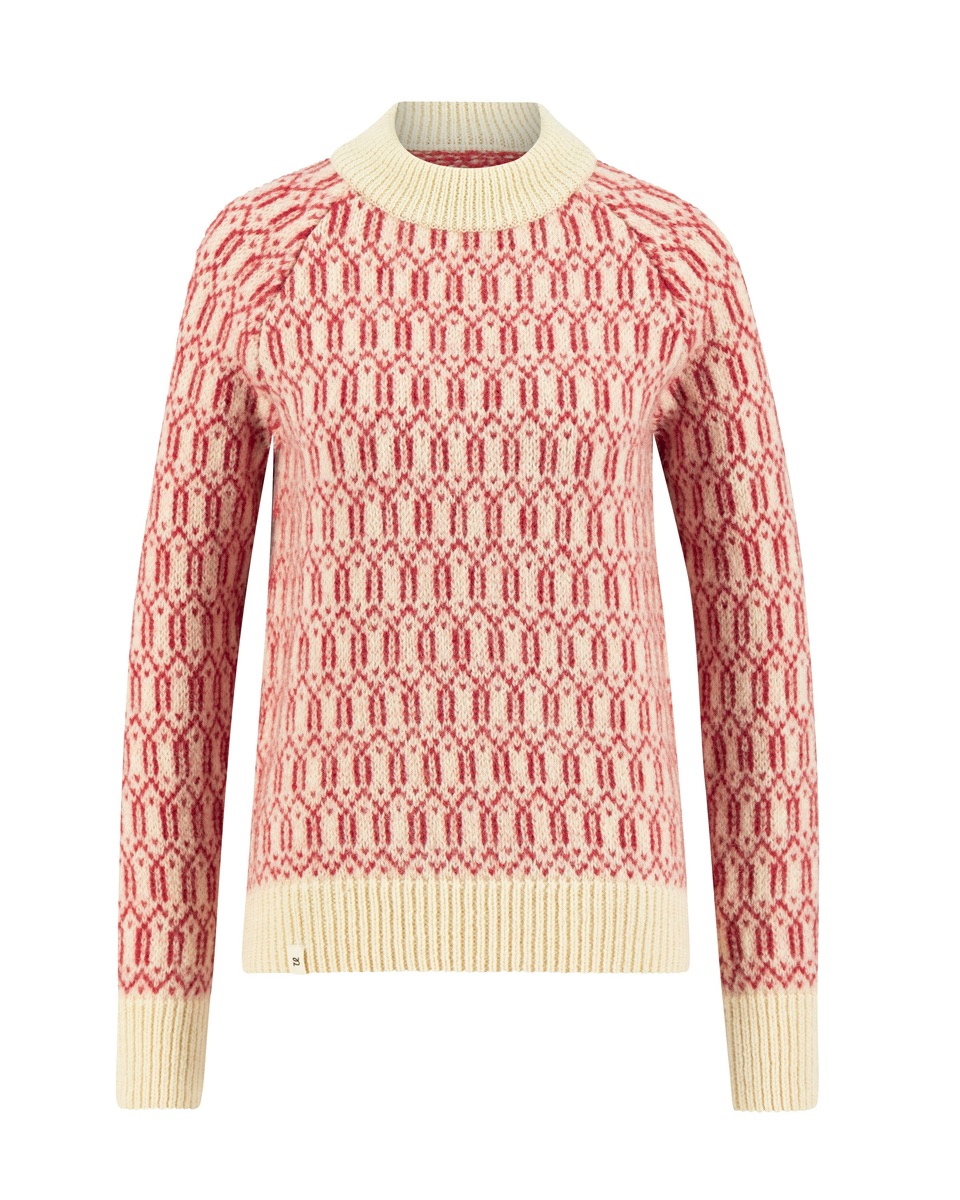 Ulvang Echo Mock Neck Sweater Womens Off White/Chilli Pepper