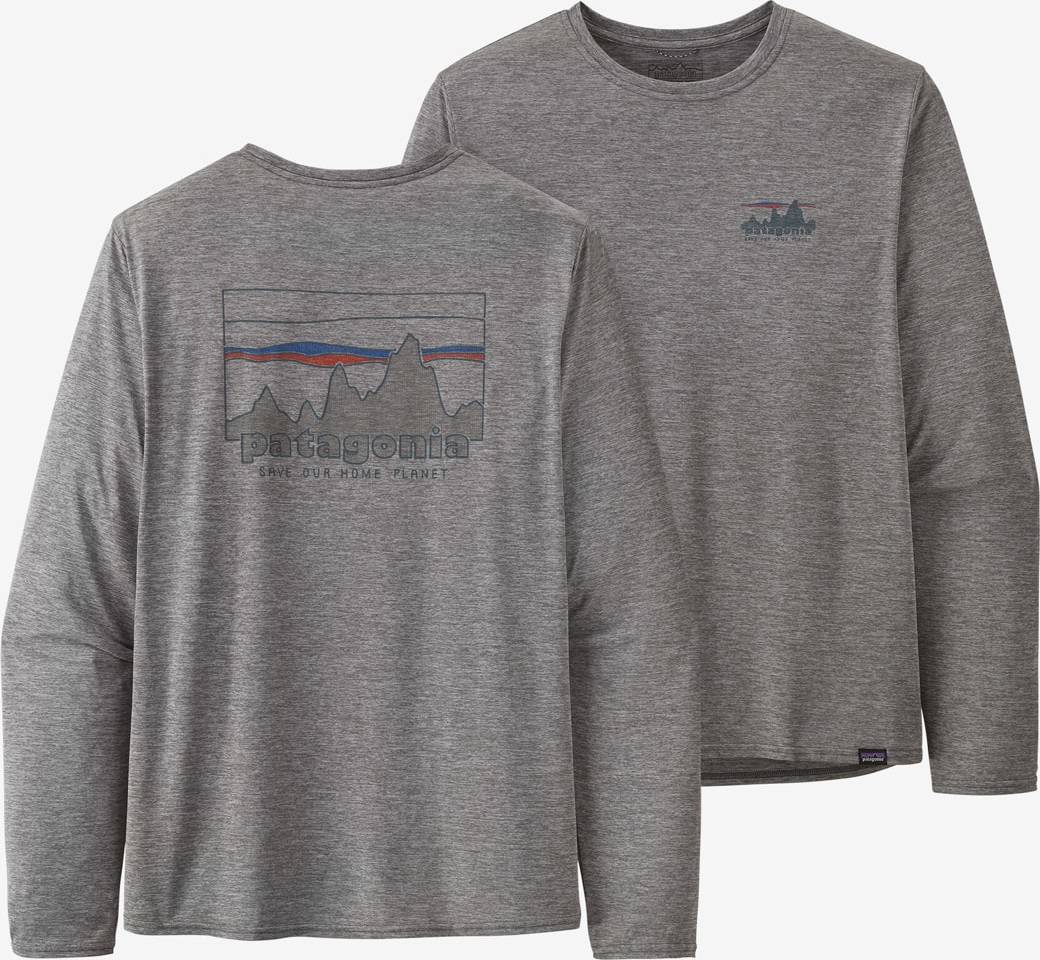 Patagonia M's L/S Cap Cool Daily Graphic Shirt '73 Skyline: Feather Grey