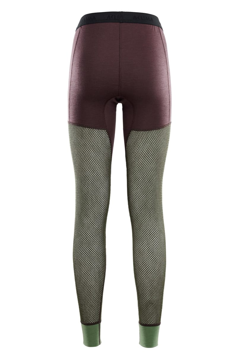 Aclima Women's WoolNet Hybrid Longs Fudge/Dill/Olive Night