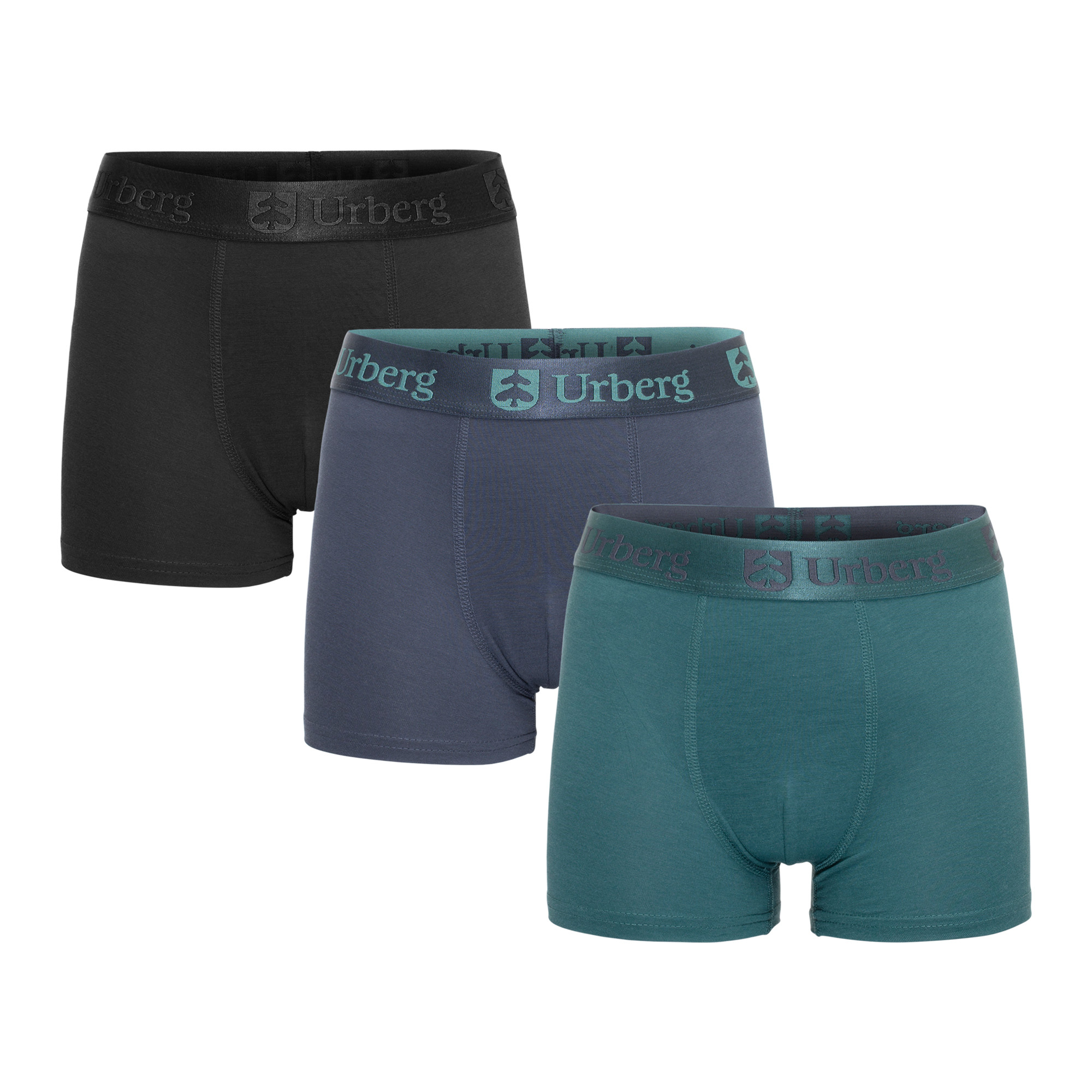 Urberg Juniors' Bamboo Boxers 3-Pack Black/Blue/Green