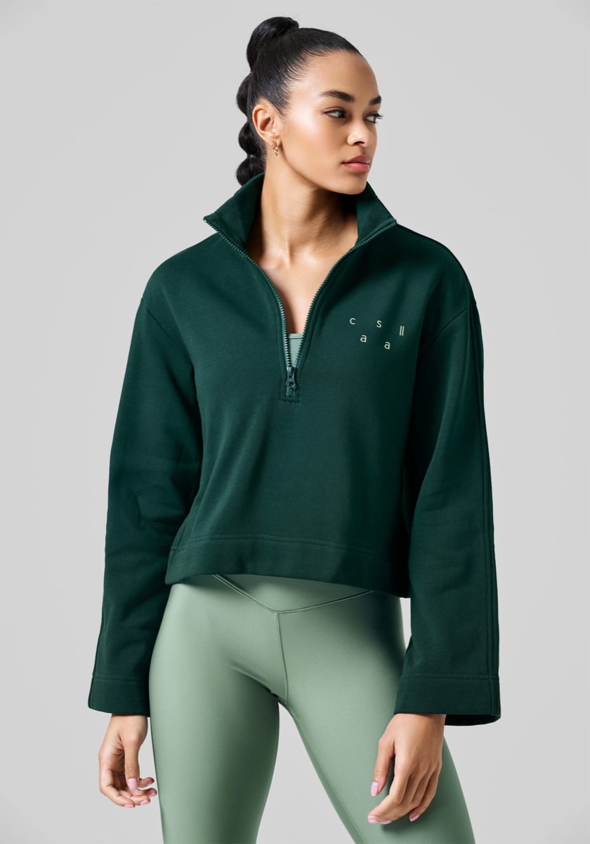 Casall Comfy Half Zip Sweater Dark Pine