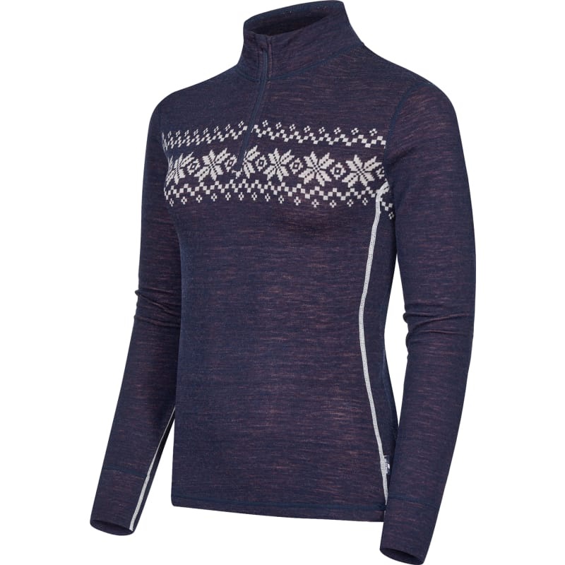 Gridarmor Women's Snøkrystal Jacquard Ullgenser Navy Blazer