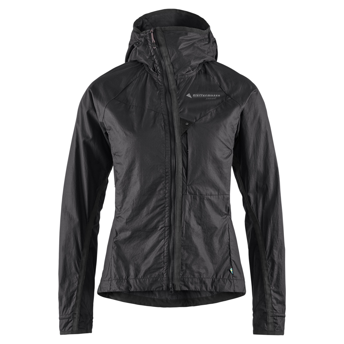 Klättermusen Women's Ansur Hooded Wind Jacket Raven Black
