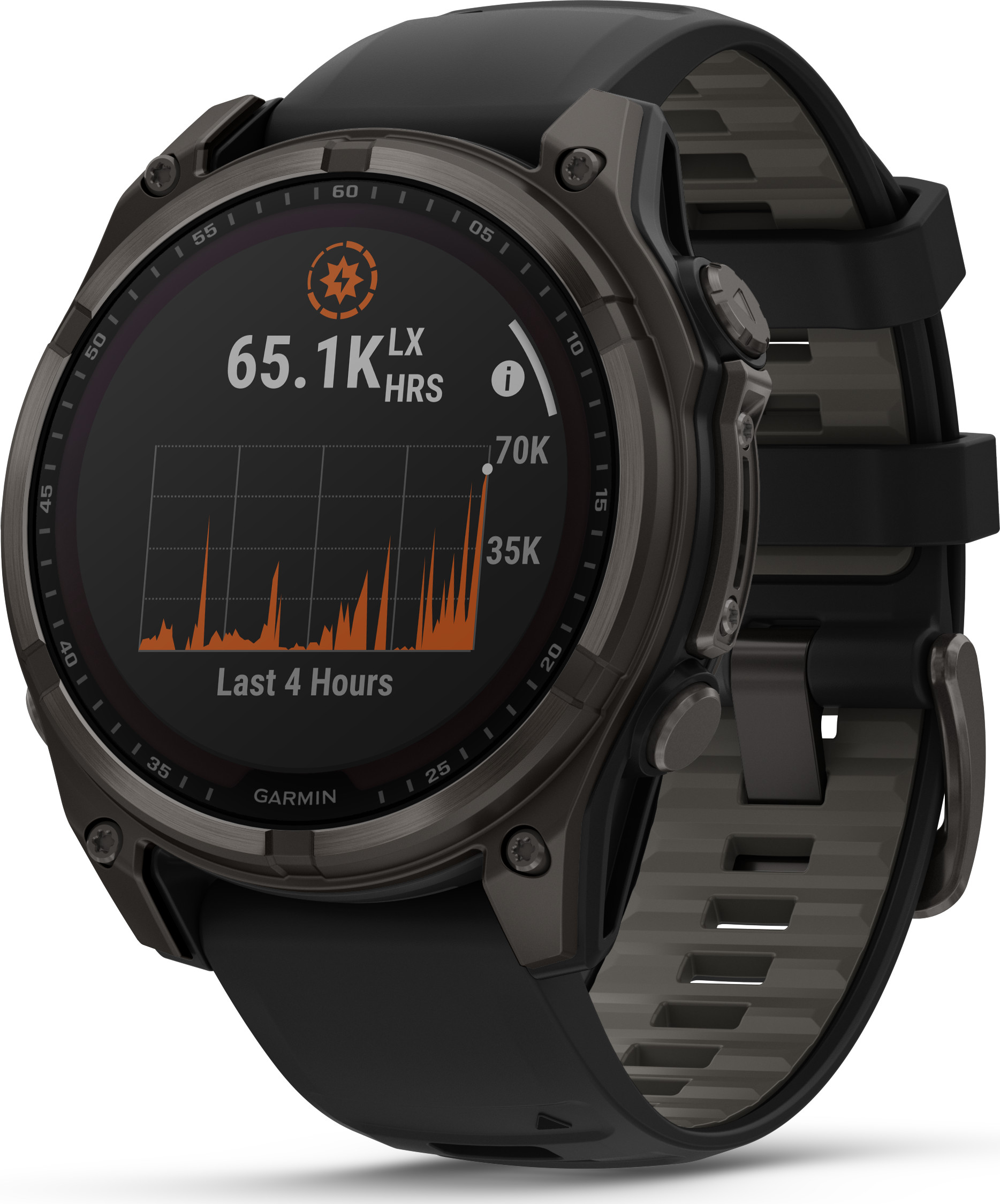 Garmin Fenix 8 Solar 47mm, Sapphire Solar Carbon Gray DLC Titanium - Black/Pebble Grey Silicone Strap
