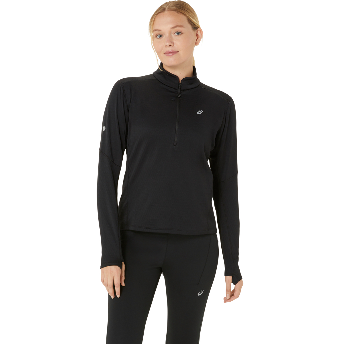Asics Road Winter 1/2 Zip Mid Layer Performance Black