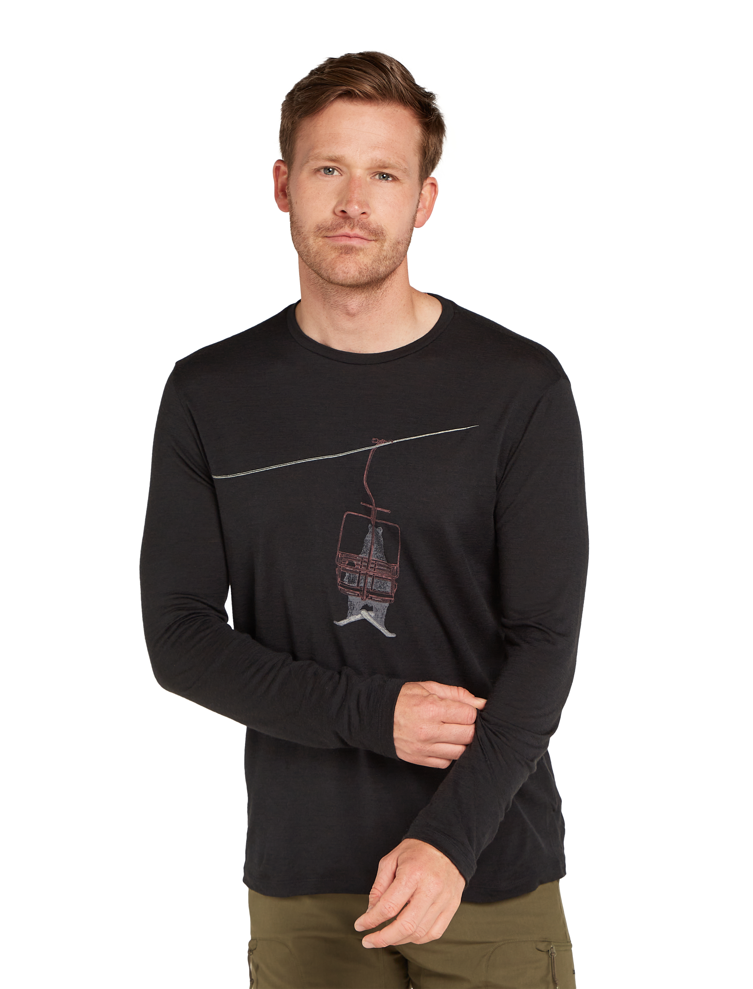 Icebreaker Merino 150 Tech Lite Long Sleeve T-Shirt Bear Lift Black