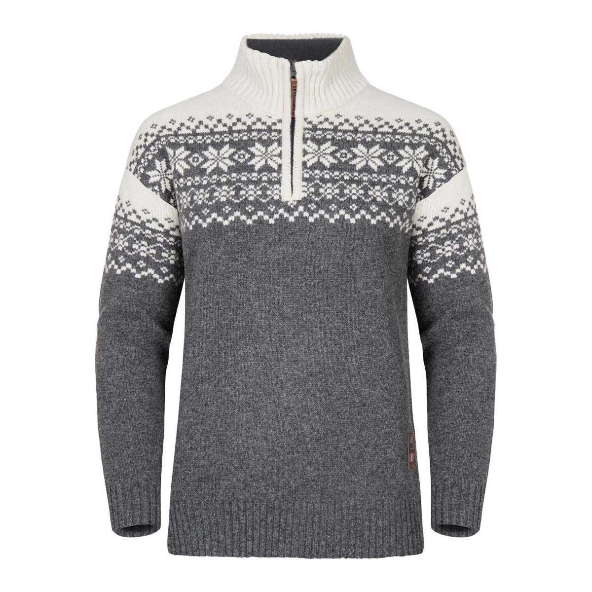 Gridarmor Women's Snøkrystall Half Zip Ullgenser Mid Greymelange/White