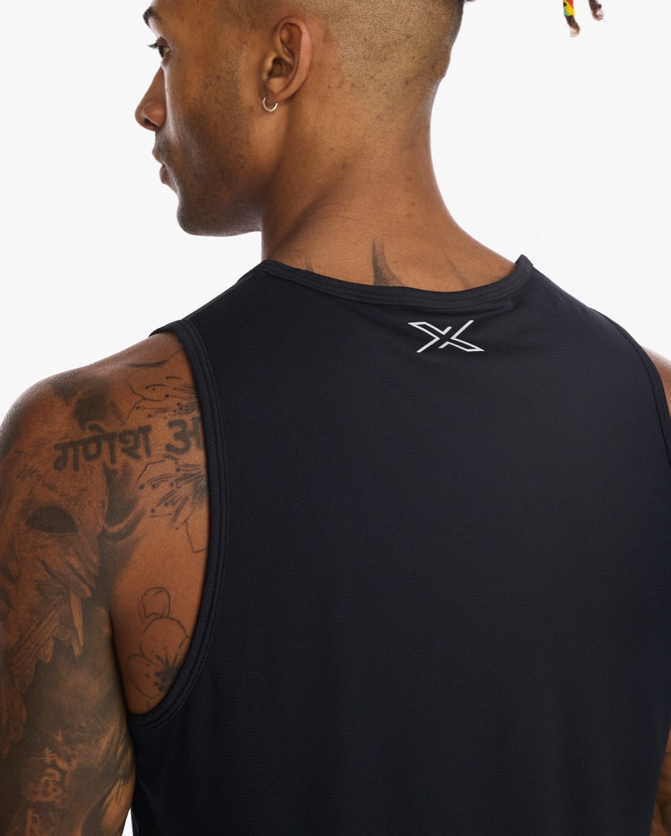 2XU Men's Aero Tank Black/Silver Reflective