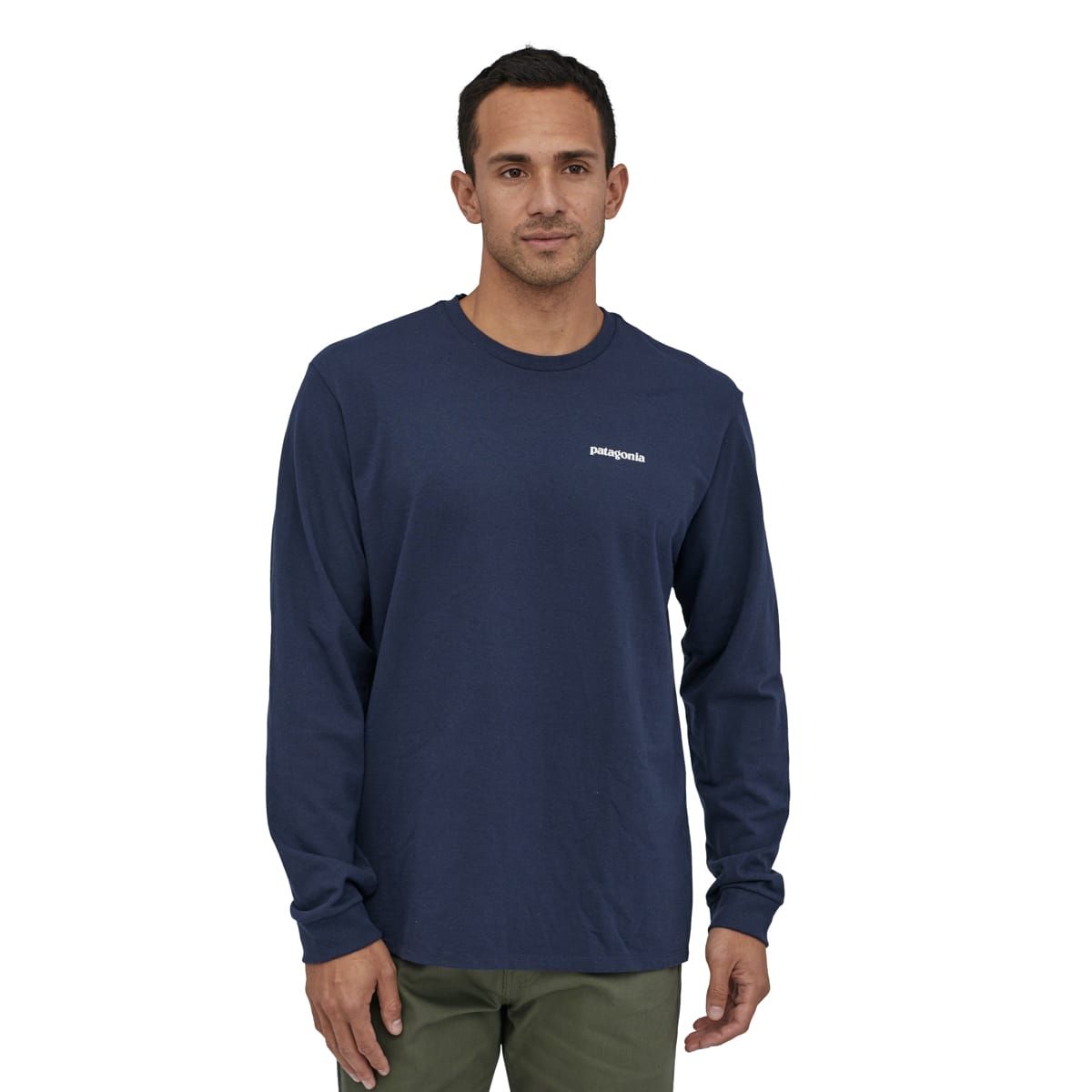 Patagonia Men's Longsleeve P-6 Logo Responsibili-Tee Classic Navy