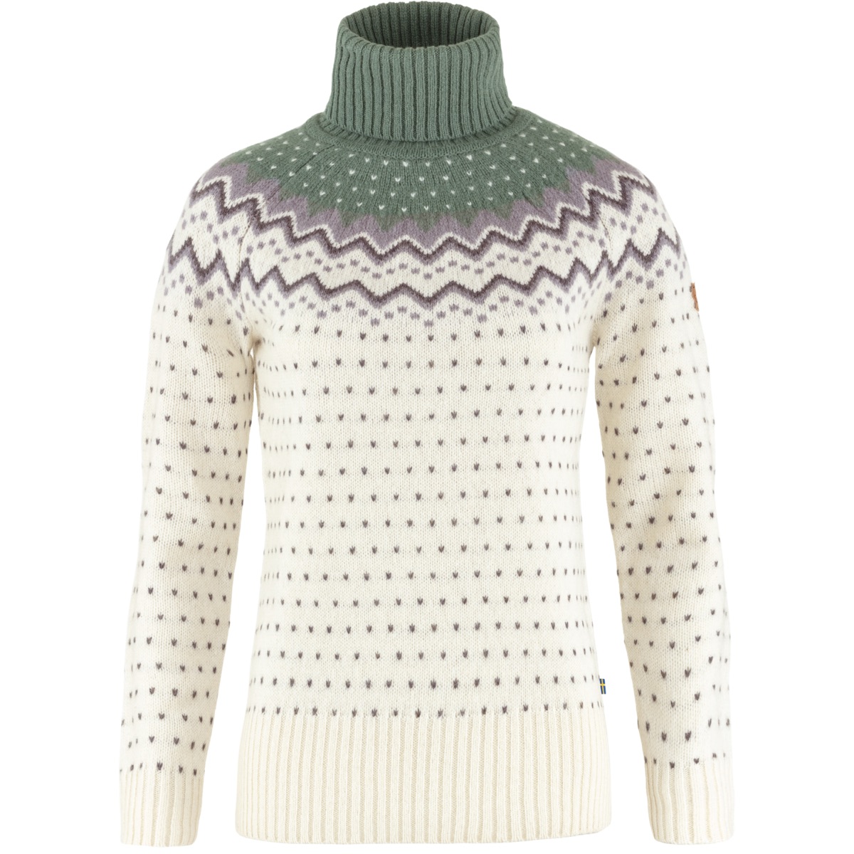 Fjällräven Övik Knit Roller Neck W Chalk White-Patina Green