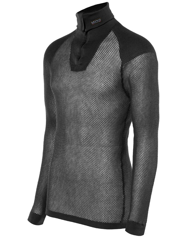 Brynje Unisex Wool Thermo Zip Polo With Inlay Black