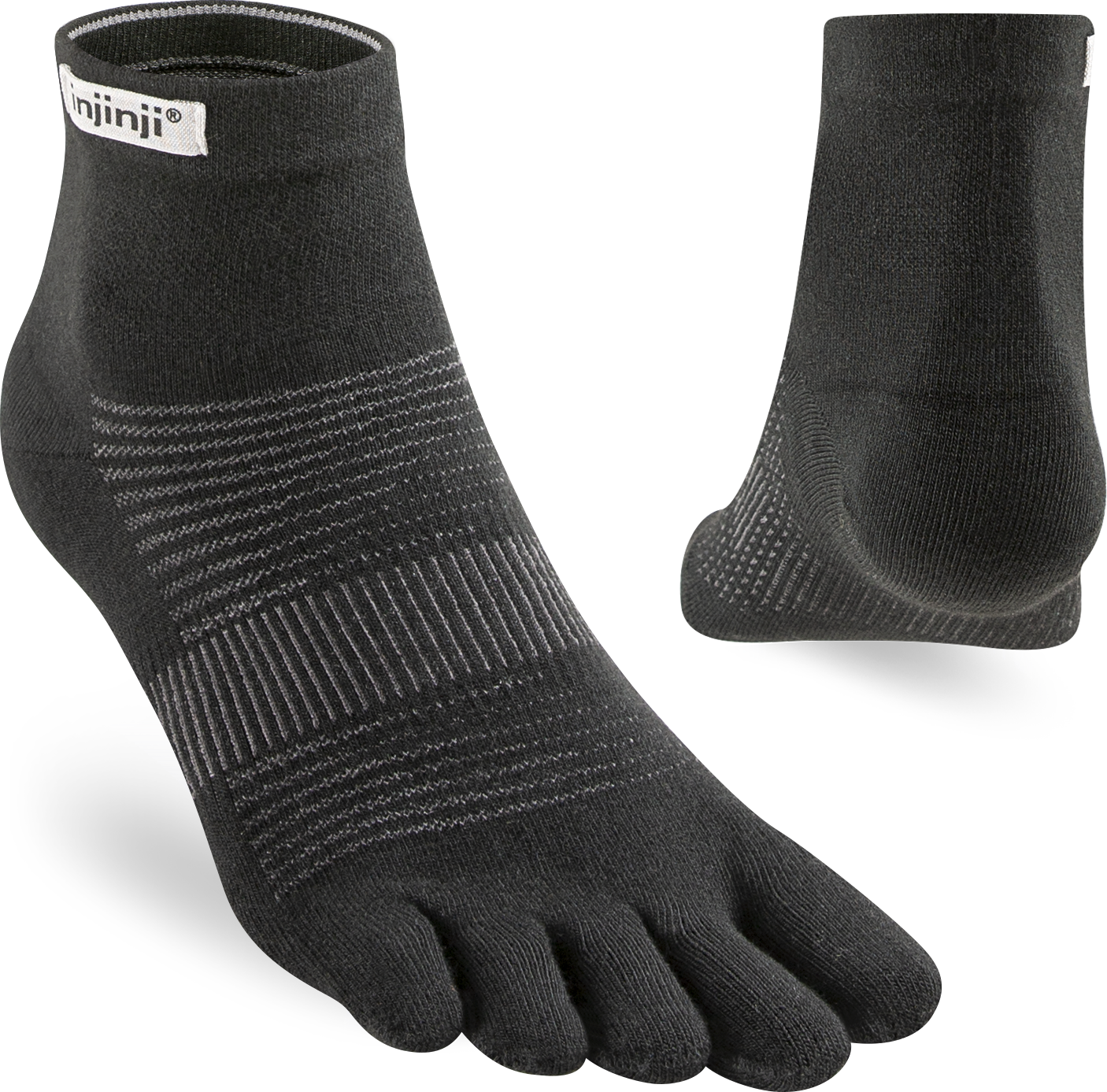 Injinji Men's Run Lightweight Mini-Crew Black