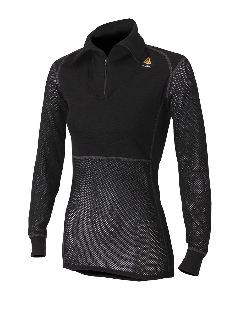 Aclima WoolNet Polo With Zip Woman Jet Black