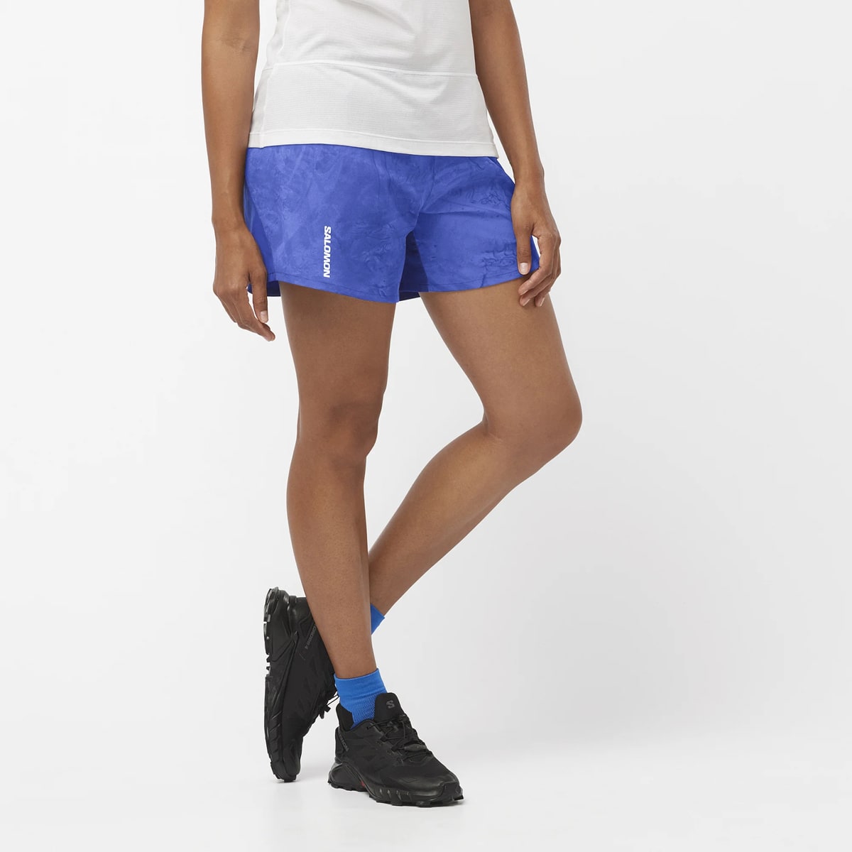 Salomon Women's Cross 5'' Shorts Chambray Blue/Ao/Surf The Web