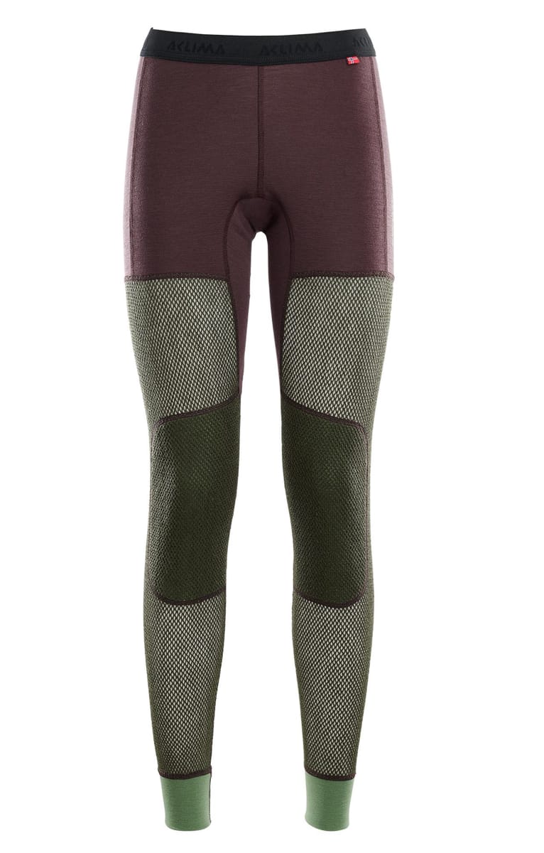 Aclima Women's WoolNet Hybrid Longs Fudge/Dill/Olive Night