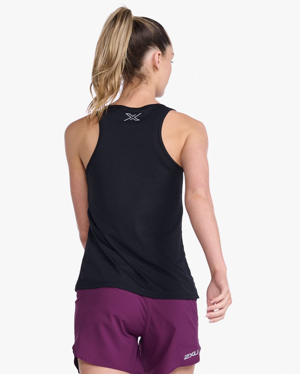 2XU Women's Aero Singlet Black/Silver Reflective
