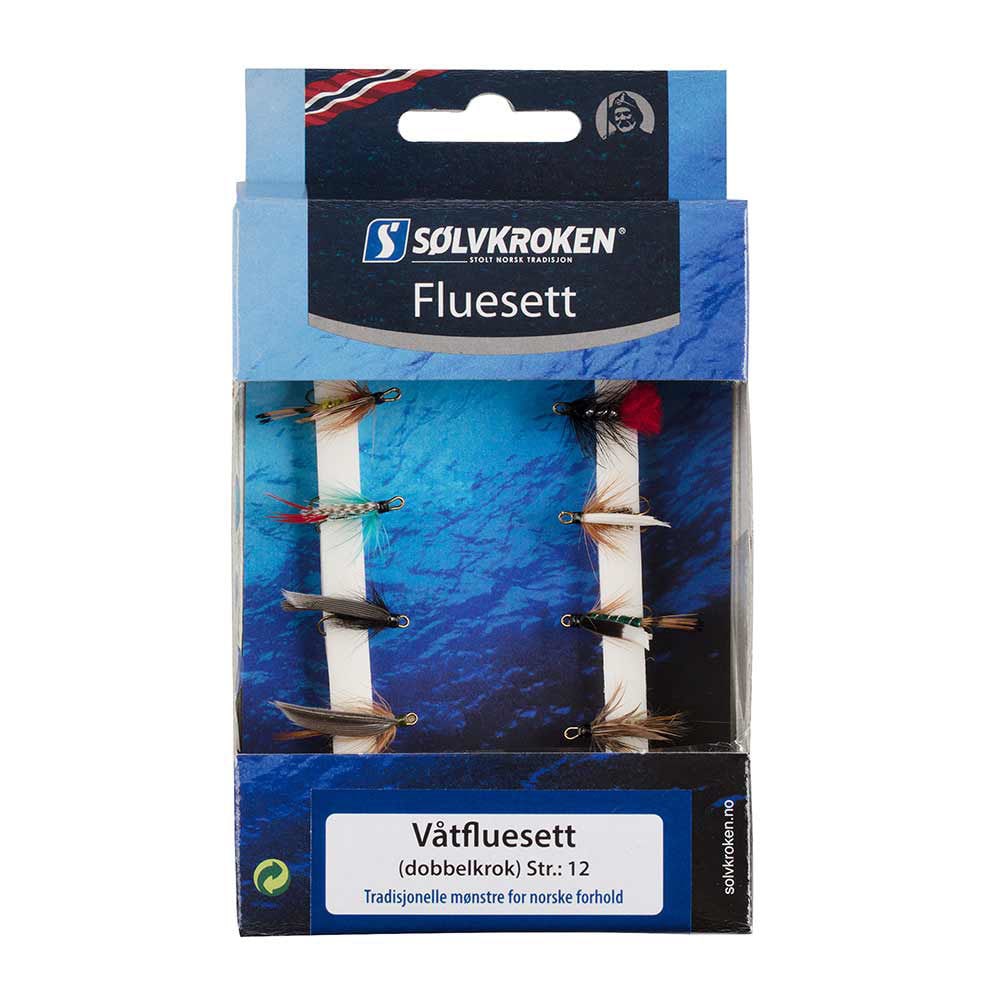 Sølvkroken Våtfluesett dobb.krok str 12
