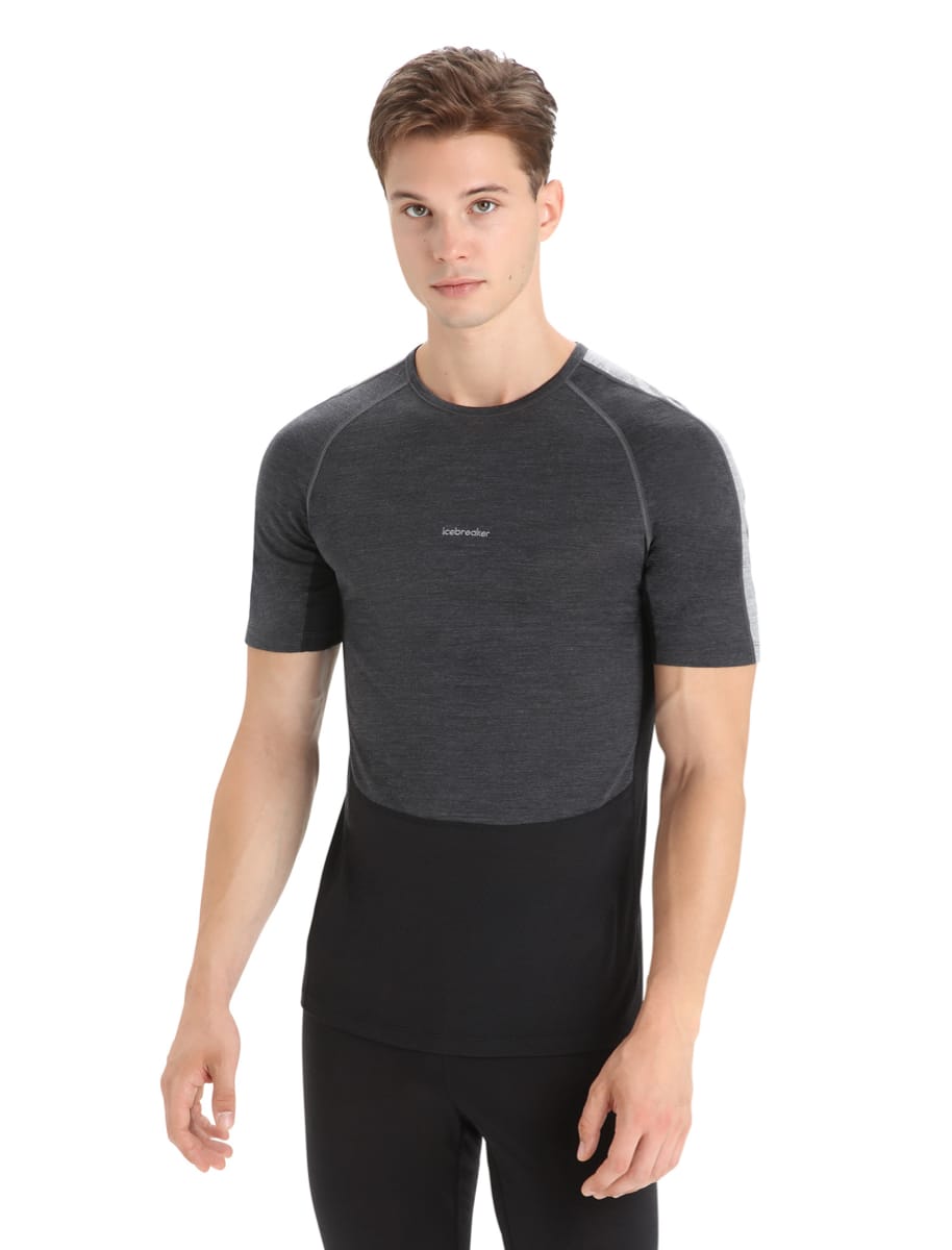 Icebreaker Men's 125 Zoneknit™ Short Sleeve Crewe Jet Heather/Black/Metro Heather