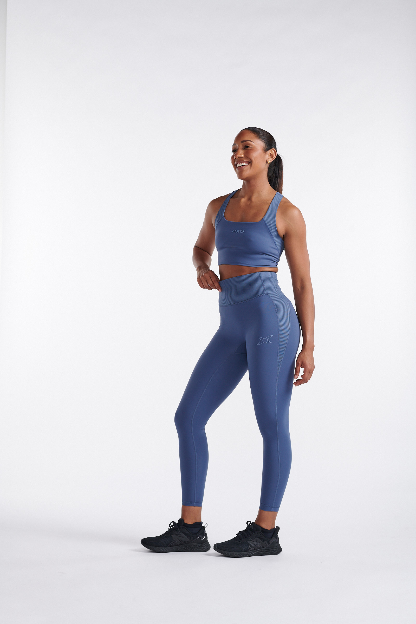 2XU Ribbded Hi-Rise Comp Tights W Indigo/Blue Stone