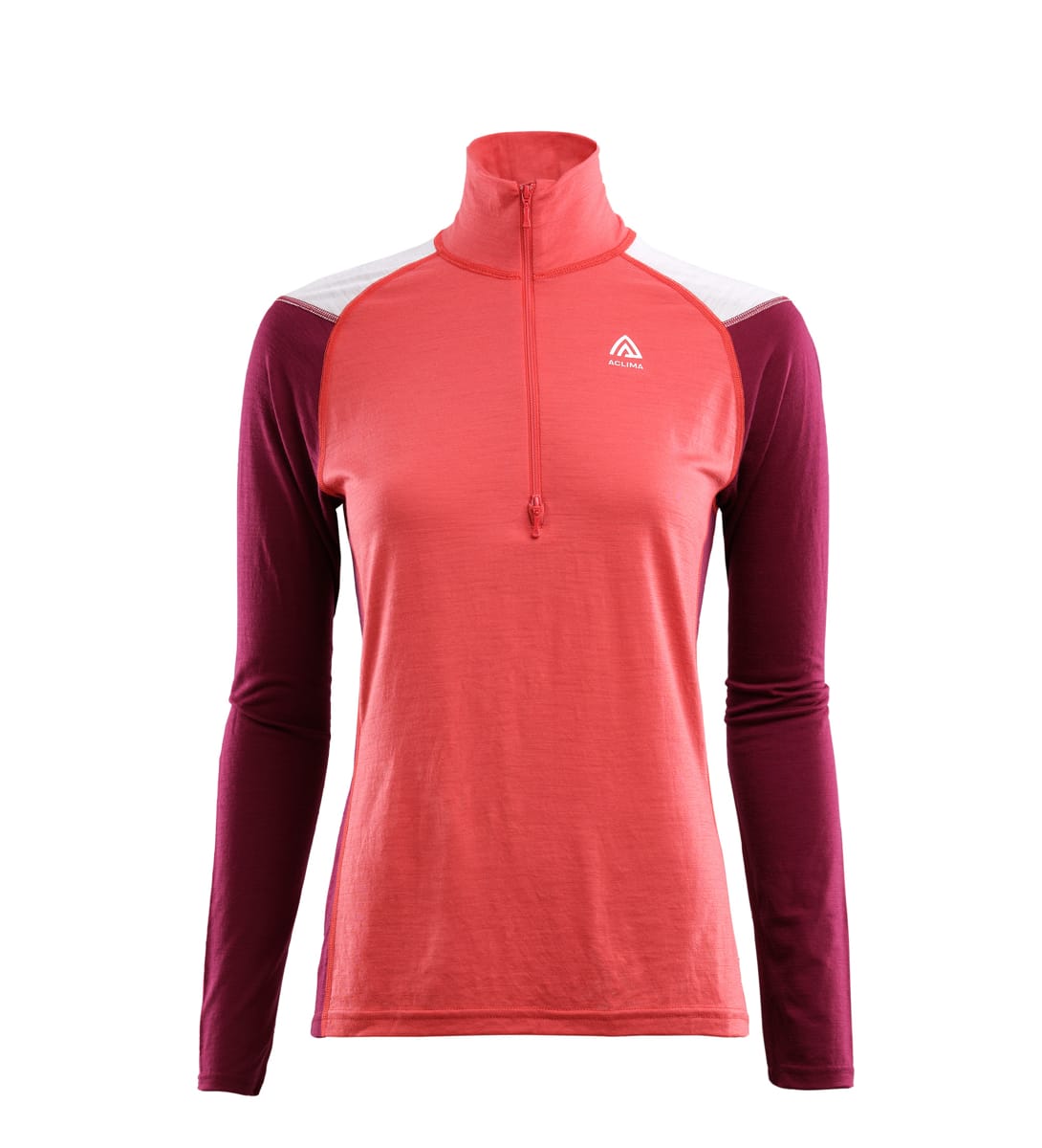Aclima Women's LightWool Reinforced Mockneck Baked Apple/Zinfandel/Nature