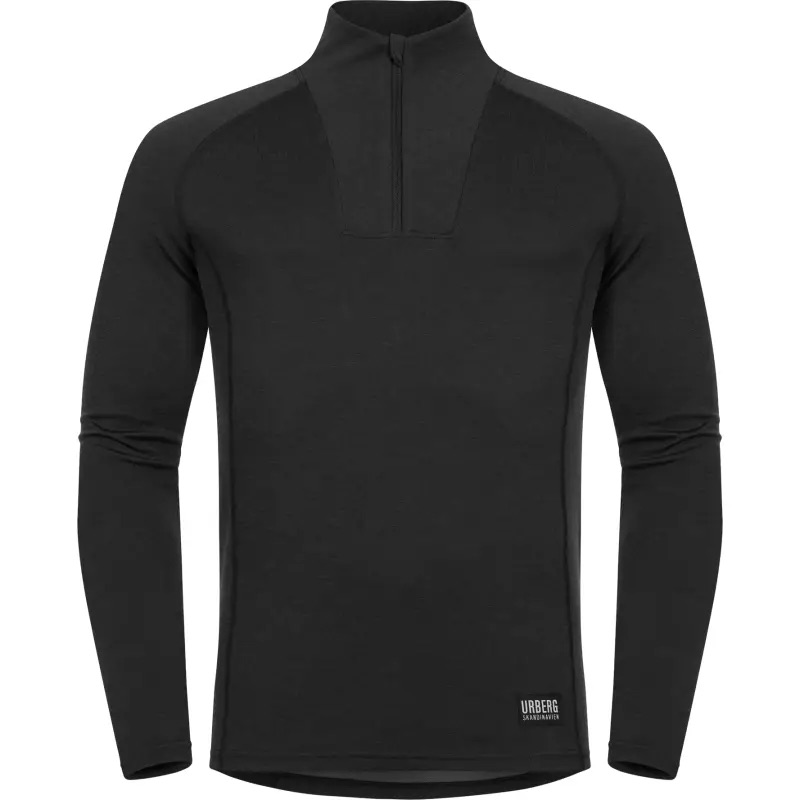 Urberg Men's Merino-Bamboo Base Layer Zip Top Black Beauty