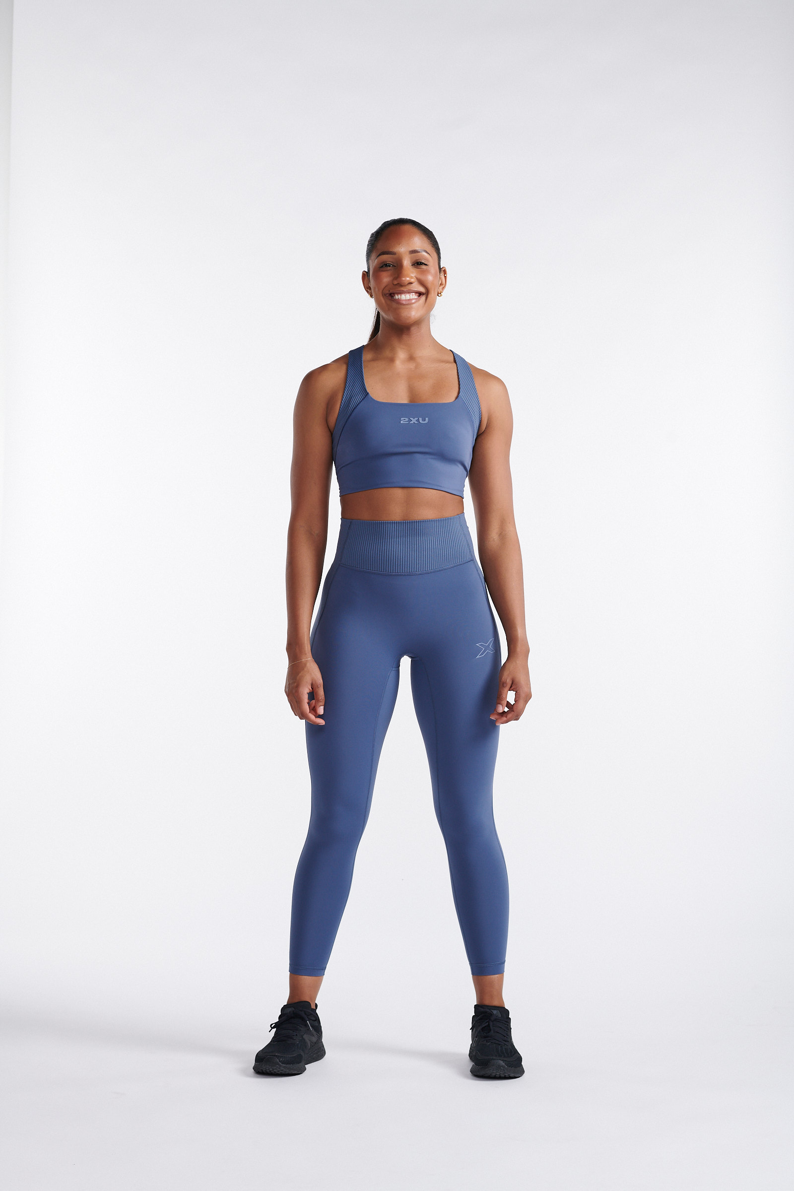 2XU Ribbed Longline Bra Indigo/Blue Stone