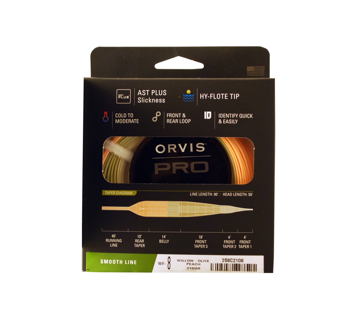Orvis Pro Trout Smooth WF fluesnøre Willow-Olive-Peach