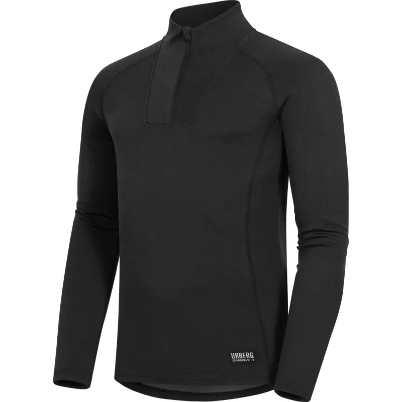 Urberg Men's Merino-Bamboo Base Layer Zip Top Black Beauty