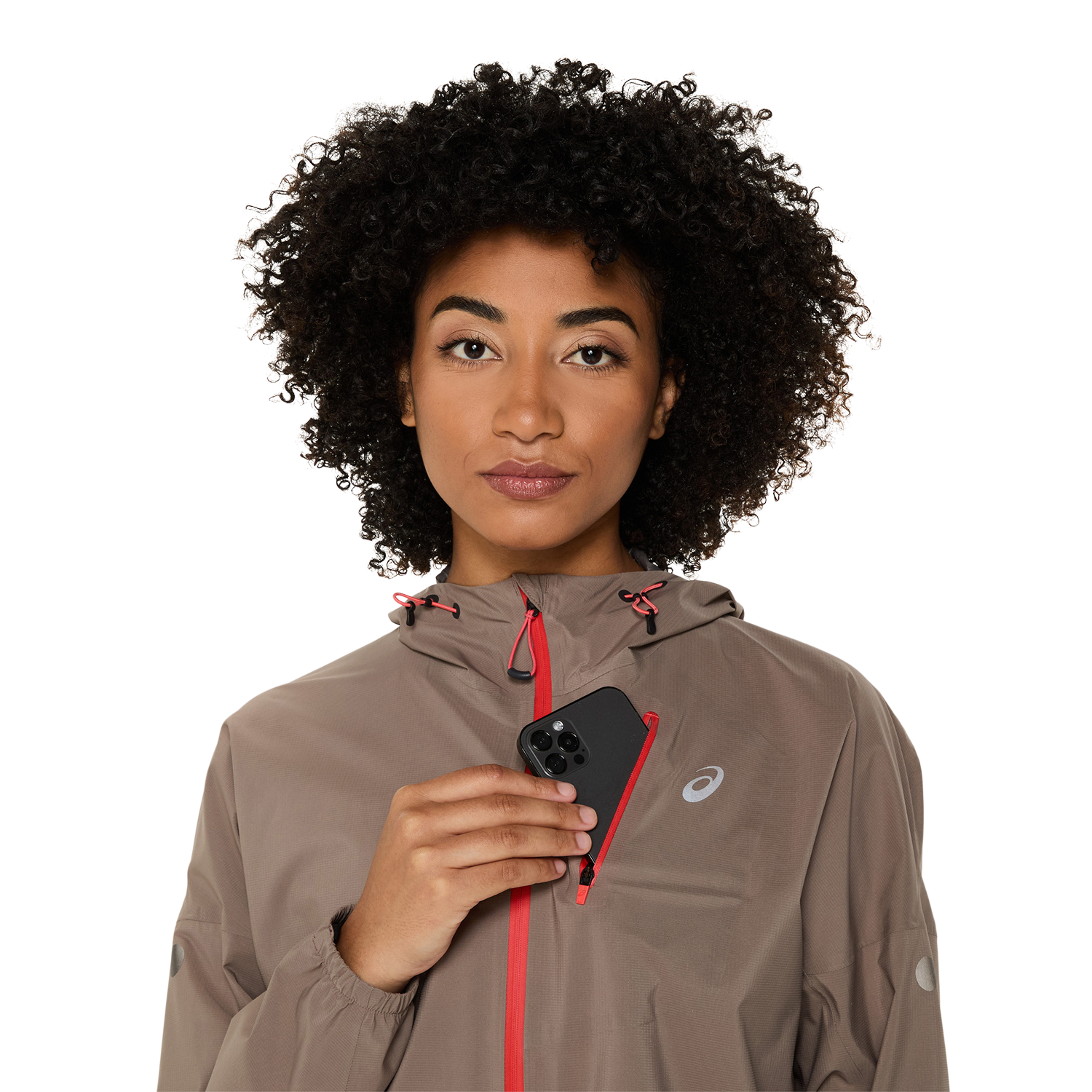 Asics Wms Fujitrail Elite Waterproof Jacket Taupe Grey