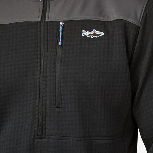 Patagonia M's L/S R1 Fitz Roy 1/4 Zip Black