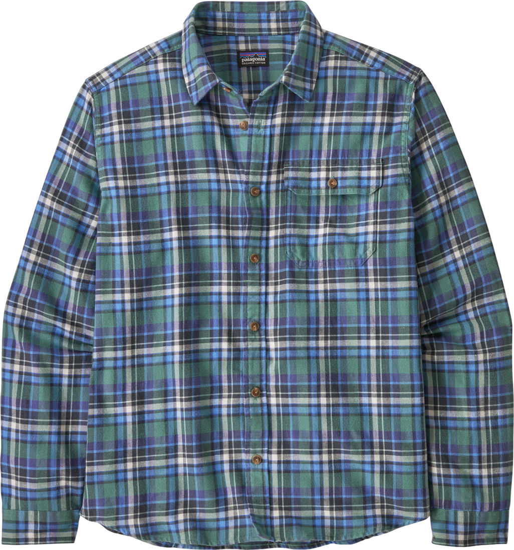 Patagonia Men's L/S Cotton in Conversion LW Fjord Flannel Shirt Nature Walk: Smolder Blue