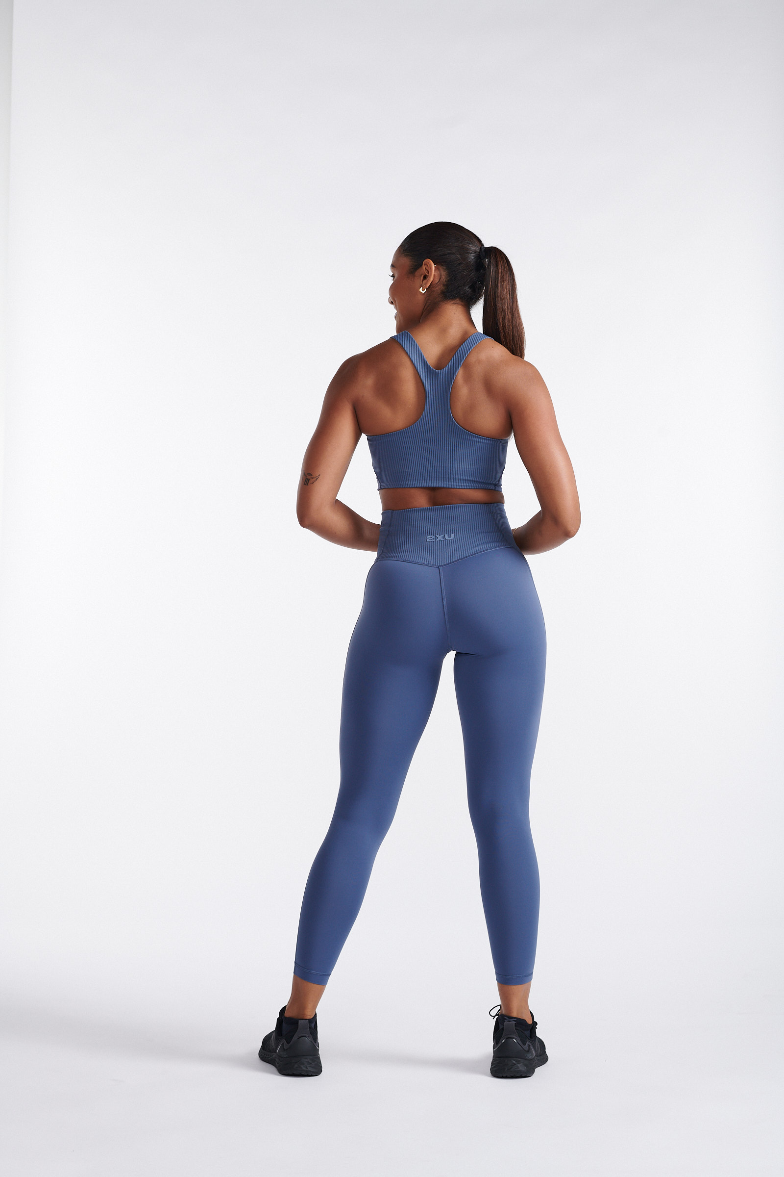 2XU Ribbded Hi-Rise Comp Tights W Indigo/Blue Stone