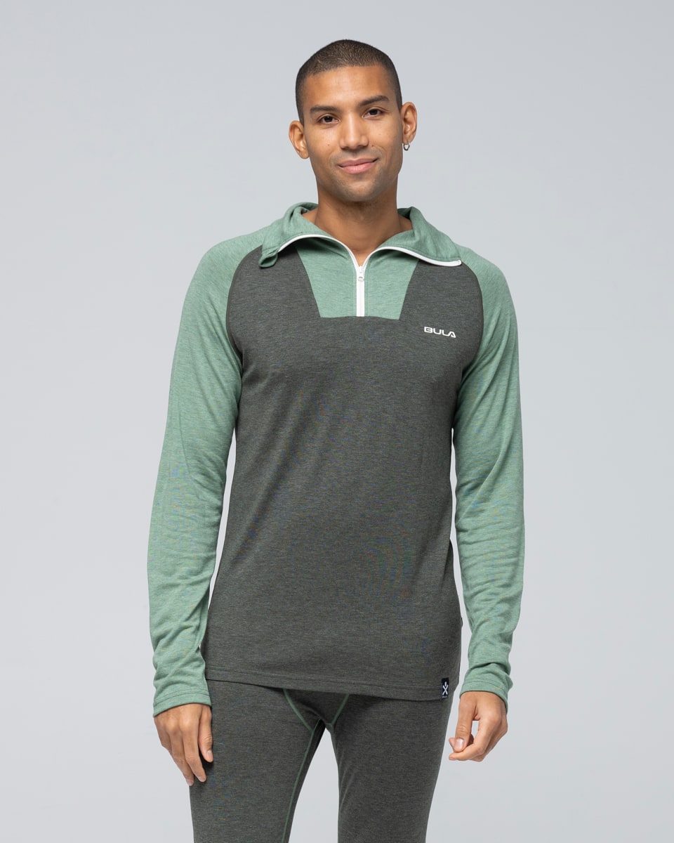 Bula Men's Retro Merino Wool Halfzip Sweater Ivy