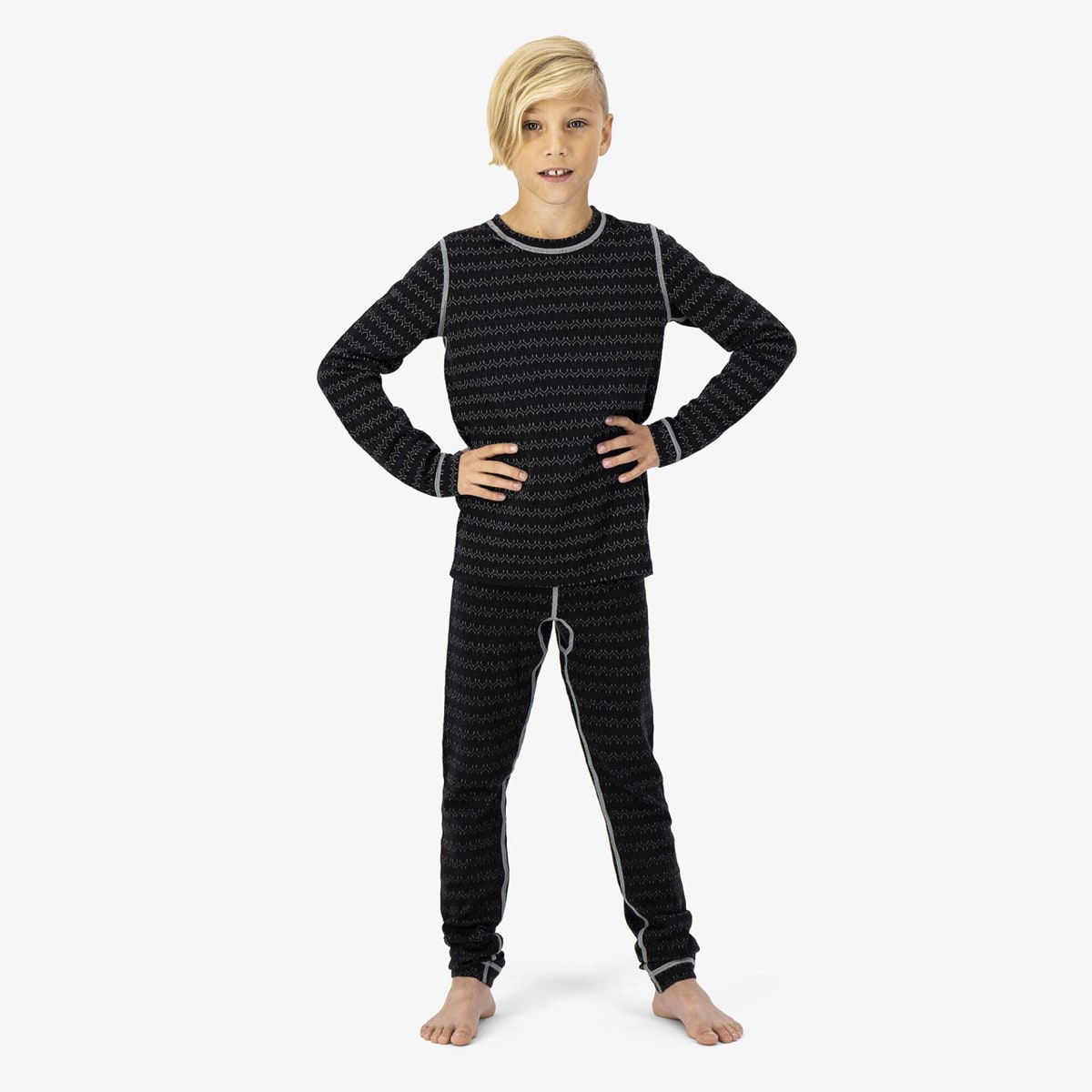 Ulvang Juniors' 50Fifty 3.0 Round Neck Black/Mix