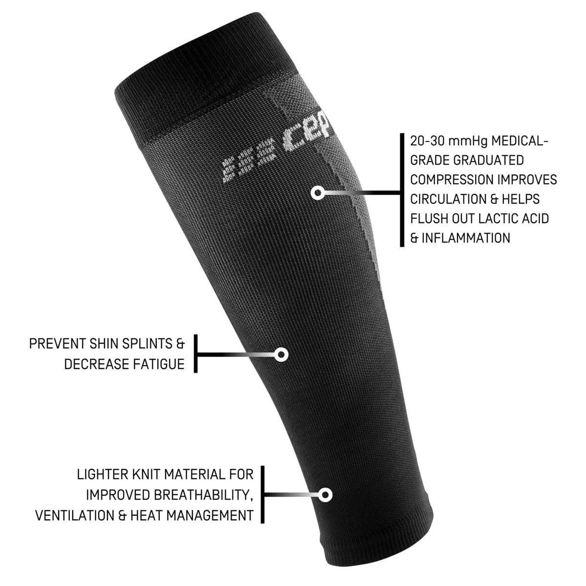 CEP Cep Ultralight Sleeves, Calf, V3, Women Black/Grey