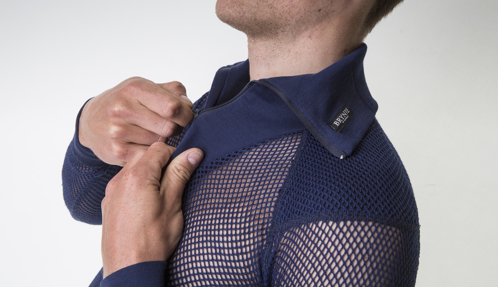 Brynje Unisex Super Thermo Zip Polo Shirt Navy