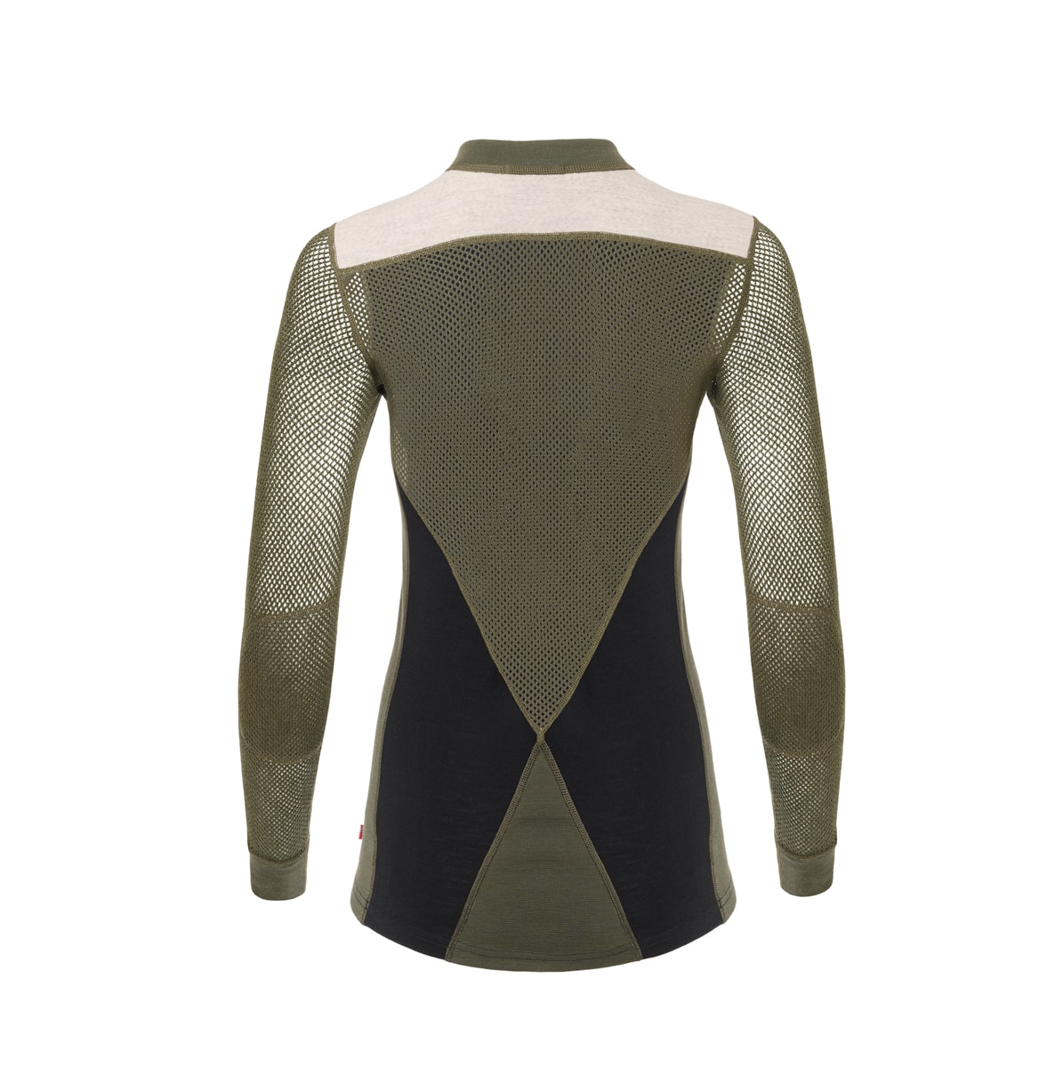 Aclima Women's WoolNet Hybrid Crew Neck Jet Black/Olive Night/Beige Melange