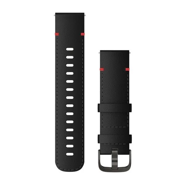 Garmin Acc, 22mm Band, Black Leather/Slate Black Leather/Slate