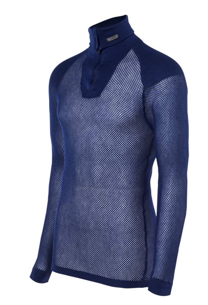 Brynje Unisex Super Thermo Zip Polo Shirt Navy