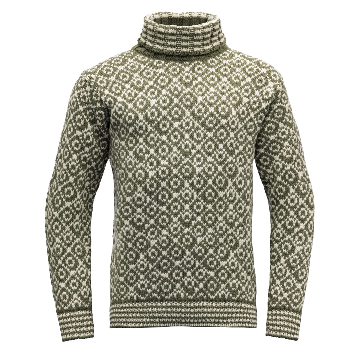 Devold Unisex Svalbard Sweater High Neck Olive/Offwhite
