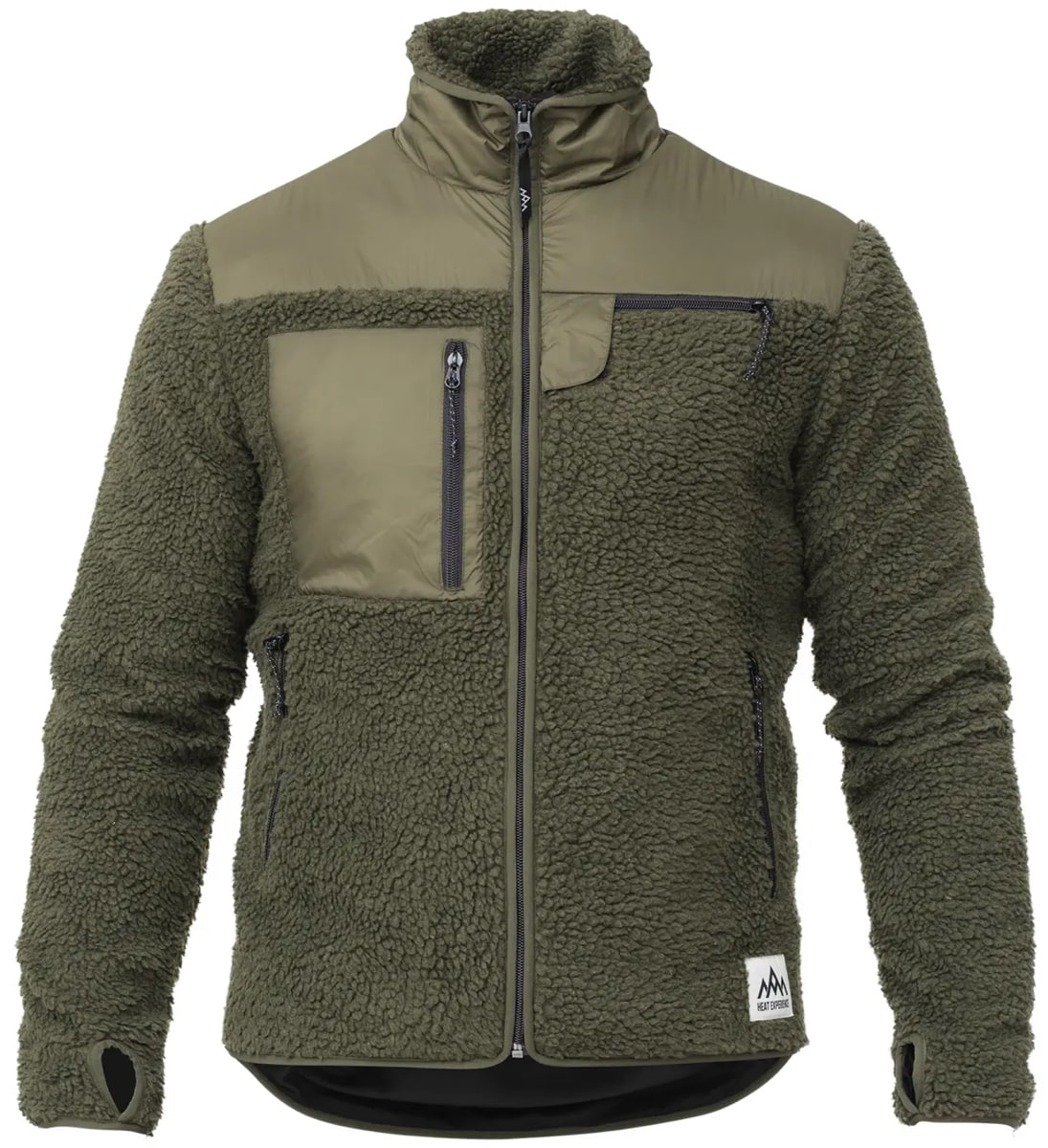 Heat Experience Unisex HeatX Heated Pile Fleece Olive Green