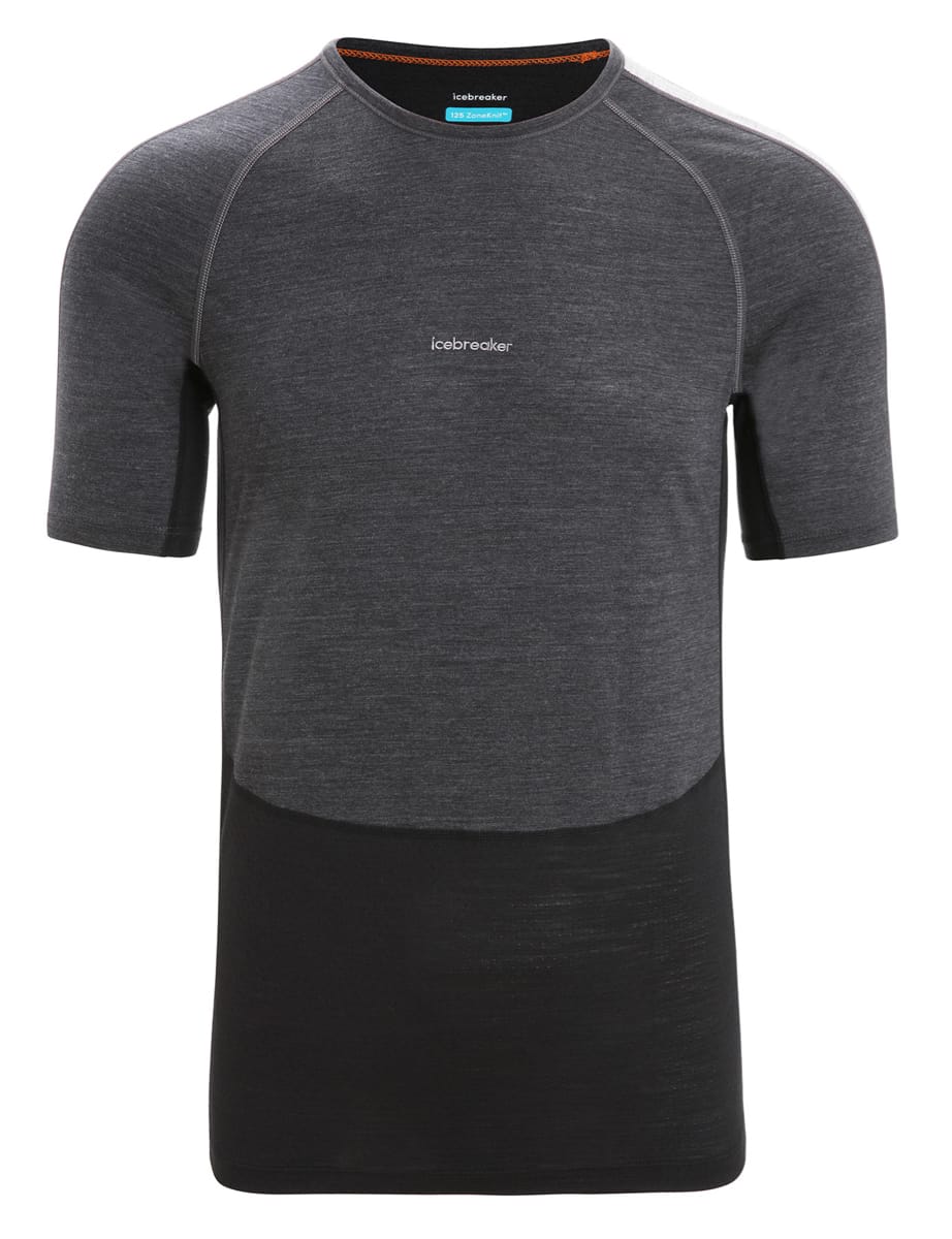 Icebreaker Men's 125 Zoneknit™ Short Sleeve Crewe Jet Heather/Black/Metro Heather