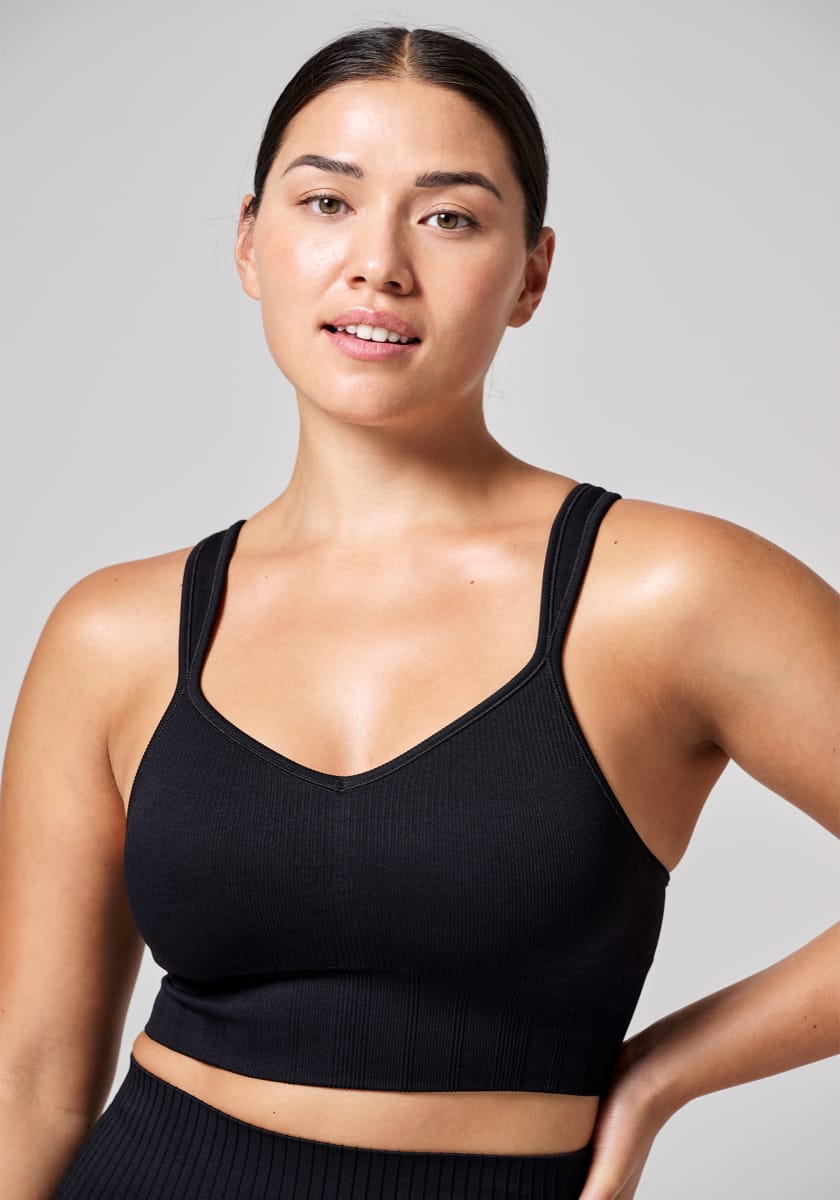 Casall Seamless Rib Padded Sports Bra Black
