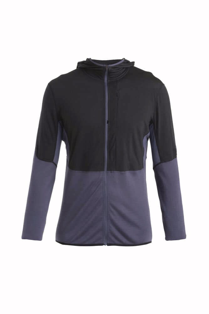 Icebreaker Men's Merino 200 Realfleece™ Descender Long Sleeve Zip Hoodie Black/Graphite/Cb