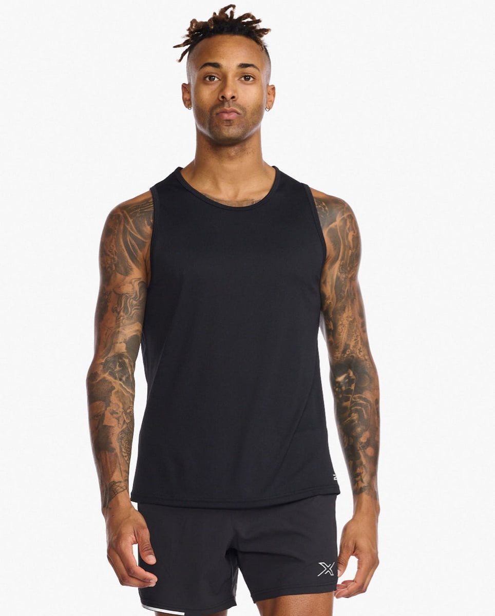 2XU Men's Aero Tank Black/Silver Reflective