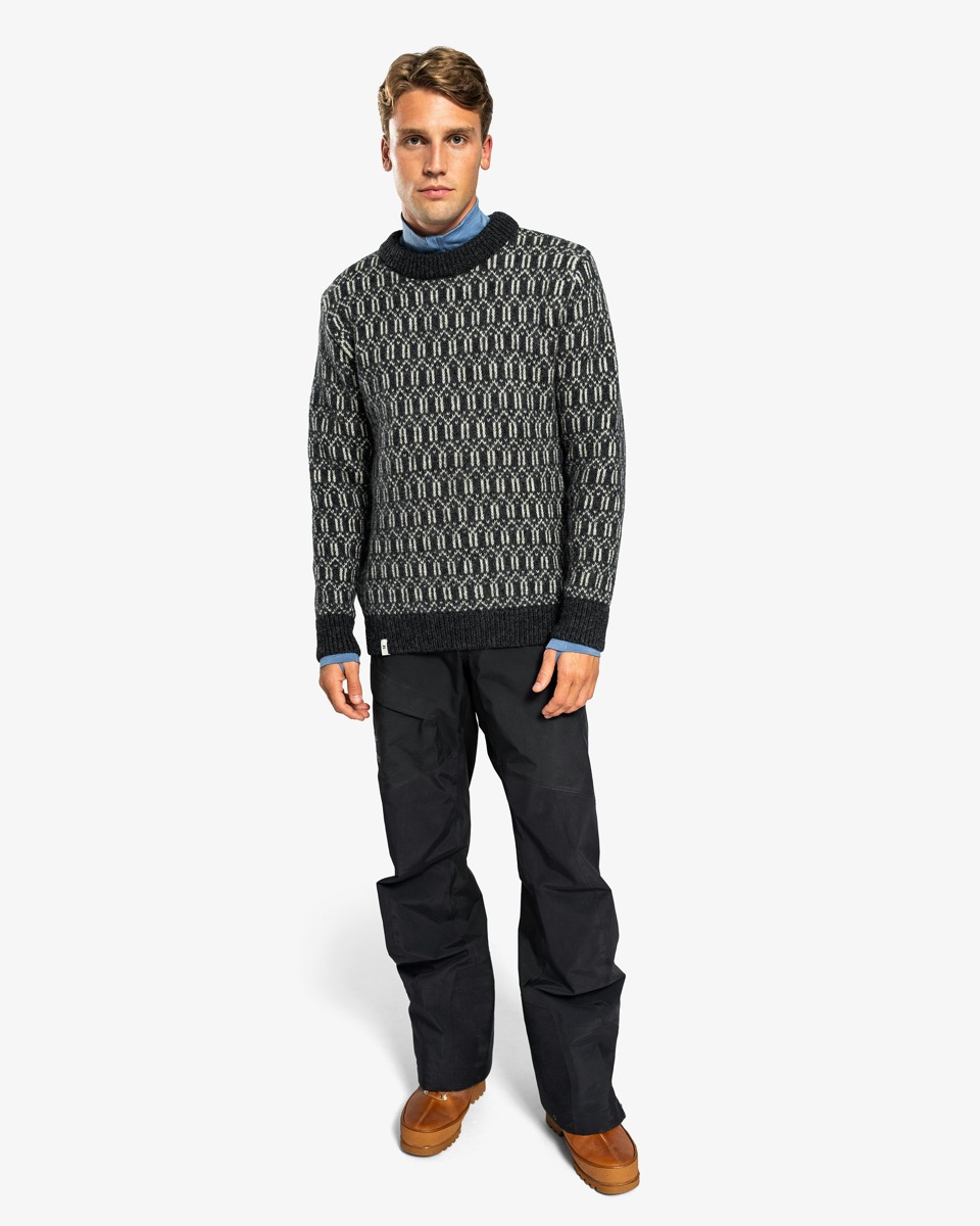 Ulvang Echo Crew Sweater Mens Charcoal Melange/Off White